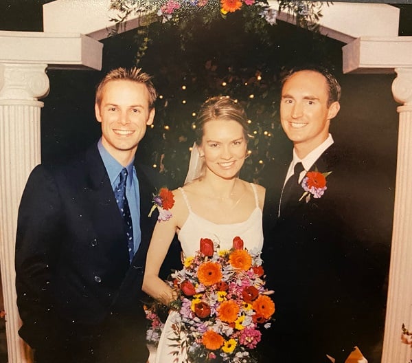 Andrew Burchett, Amy and Michael Wadlow on the Wadlow's Wedding Day