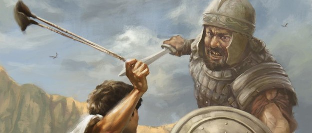 David facing Goliath painting